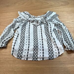Cato Collection Limited Edition Embroidered Lined Blouse Medium Black White